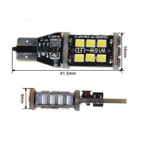 2 LED T15 CANBUS T15 W16W 800 lumens 6W ODB Canbus - nera