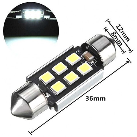 COPPIA LED FESTOON 36MM SILURO 24V 6 LED  CANBUS 2835 camion truck