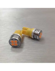 COPPIA LED T10 4 LED ARANCIO 3030 2 ANNI GARANZIA CANBUS