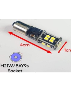 Coppia BA9S H5W H20W Led 24 Smd 4014 Super Canbus 6000k Bianco Freddo