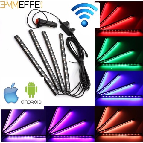 Led Rgb Auto Atmosfera Wifi Interno Luce Sotto Vano Piedi Accendisigari