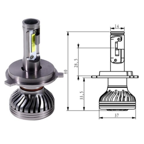 Lampade Full Led H4 Lampo 65w Anabbagliante Abbagliante