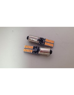 COPPIA BA9S BAX9S ARANCIO LED 24 SMD 4014 SUPER CANBUS