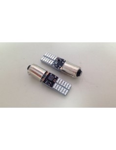 COPPIA BA9S BAX9S ROSSO LED 24 SMD 4014 SUPER CANBUS