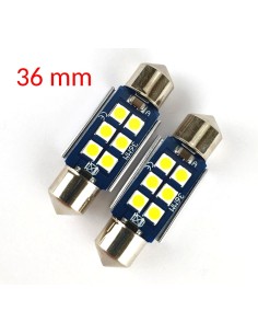 Coppia Siluri C5W SV8.5 36mm Led Con 6 Chip 3030 Canbus Super-Luminosi 6000K Bianco Freddo