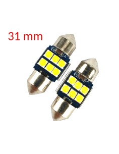 Coppia Siluri C5W SV8.5 31mm Led Con 6 Chip 3030 Canbus Super-Luminosi 6000K Bianco Freddo