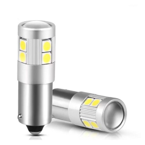 Coppia H5W BA9S Led 5 Smd 3030 12V e 24V Super Canbus 6000k