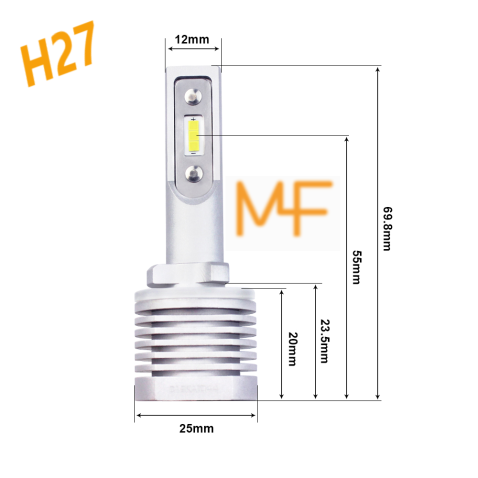Lampada LED Kit H27 880 881 Xxs Slux Mini Ultracompatto