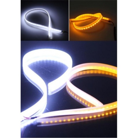 DRL FLEX FLESSIBILE SEQUENZIALE ULTRA SOTTILE DECORATIVO BIANCO/AMBRA TUBE