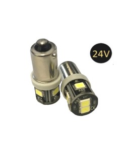 24V Lampada Led BA9S T4W Bianco 6 Smd 2835 360 Gradi No Polarita Durata Garantita