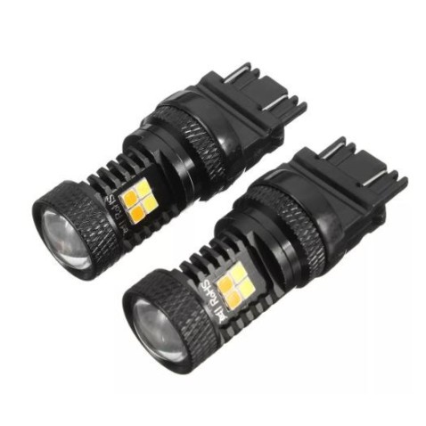 2pcs T25 3030 LED auto 3157 freccia arancio luce di marcia diurna bianca