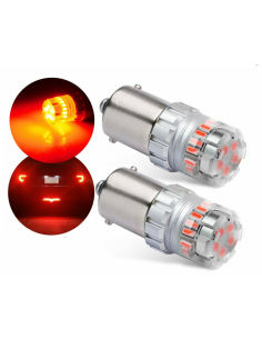 Coppia Di Lampade Led 1157 Rosse Bay15d P21/5W Led 3030