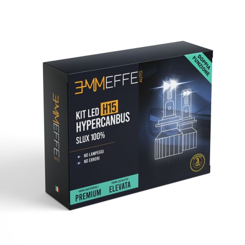 Kit Led H15 Hypercanbus Slux 100% No Lampeggi No Errori 6000K Bianco Ghiaccio