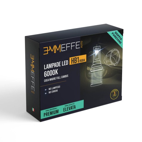 Kit Led 9004 Hypercanbus Slux 100% No Lampeggi No Errori 6000K Bianco Ghiaccio