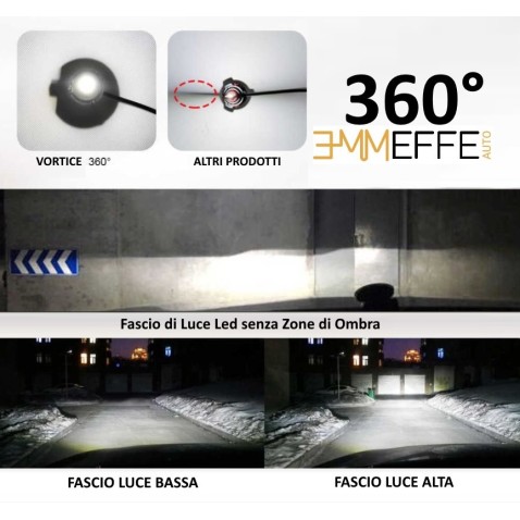 Lampade Led H3 360 VORTICE con 48 chip 3D Ultracompatto Uniforme Senza Ombre