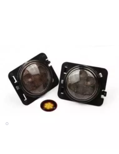 Coppia Frecce Anteriori Led Laterale Parafanghi Fume Per Jeep Wrangler JK Arancione 12V 3W 2