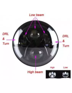 FARO LED 7 Pollici MOTO HARLEY SCOOTER CON FRECCIA SEPARATA INDIPENDENTI 2