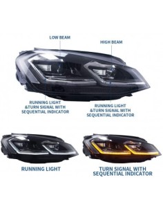 Coppia Fari FULL Led Volkswagen Golf 7 MK7 Luci di Posizione Drl Abbaglianti Anabbaglianti Led