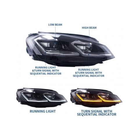 Coppia Fari FULL Led Volkswagen Golf 7 MK7 Luci di Posizione Drl Abbaglianti Anabbaglianti Led