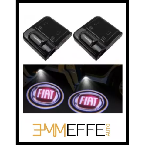 Proiettore Logo LED Fiat per portiera Con Batteria no Fori no Connessioni Plug & Play