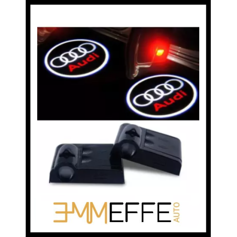 Proiettore Logo LED Audi per portiera Con Batteria no Fori no Connessioni Plug & Play