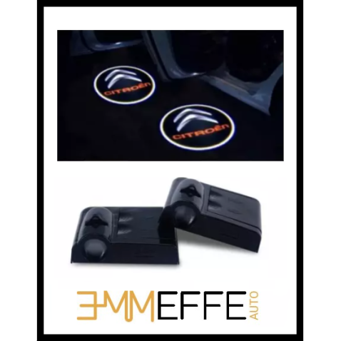 Proiettore Logo LED Citroen per Portiera con Batteria no Fori no Connessioni Plug & Play