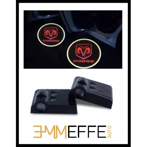 Proiettore Logo LED Dodge per Portiera con Batteria no Fori no Connessioni Plug & Play