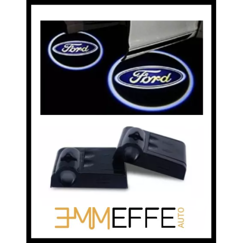 Proiettore Logo LED Ford per Portiera con Batteria no Fori no Connessioni Plug & Play