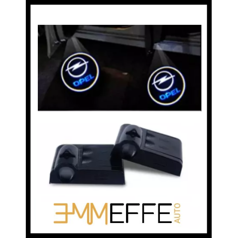 Proiettore Logo LED Opel per Portiera con Batteria no Fori no Connessioni Plug & Play