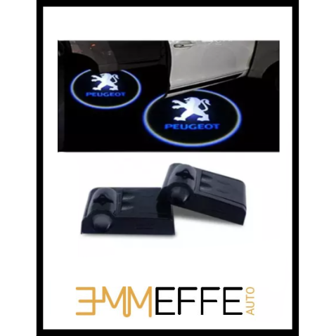 Proiettore Logo LED Peugeot per Portiera con Batteria no Fori no Connessioni Plug & Play