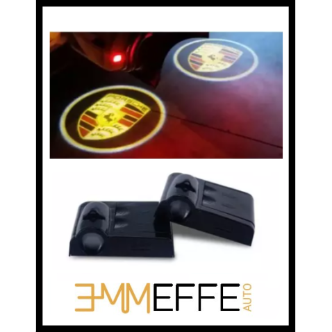 Proiettore Logo LED Porsche per Portiera con Batteria no Fori no Connessioni Plug & Play