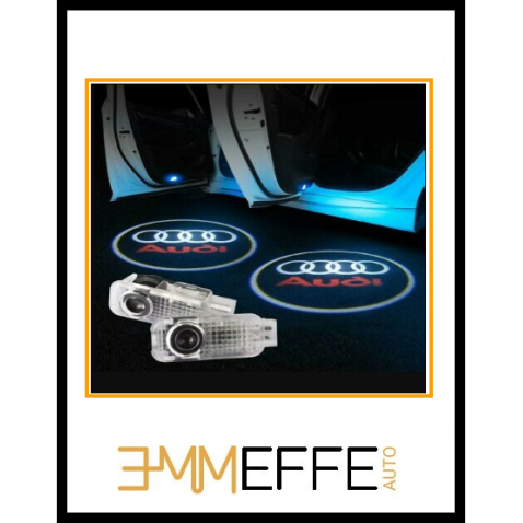 Proiettore LOGO Sottoporta AUDI A1 A3 A4 A5 A6 A8 Q5 Q7 Stampato su Vetro Non scolorisce