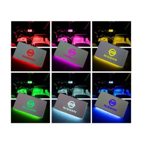 Placche Led Rgb Con Logo Nissan Per Auto e Moto 4 Pezzi Impermeabili
