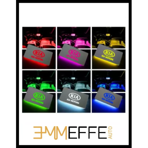 Placche Led Rgb Con Logo Kia Motors Per Auto e Moto 4 Pezzi Impermeabili