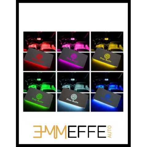 Placche Led Rgb Con Logo Volkswagen Per Auto e Moto 4 Pezzi Impermeabili