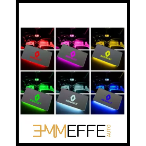 Placche Led Rgb Con Logo Renault per Auto e Moto 4 Pezzi Impermeabili