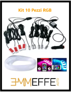 Kit 10 Pezzi RGB 8 Metri Interni + Luce Ambiente Auto Decorativa Fibra Ottica Cruscotto 2