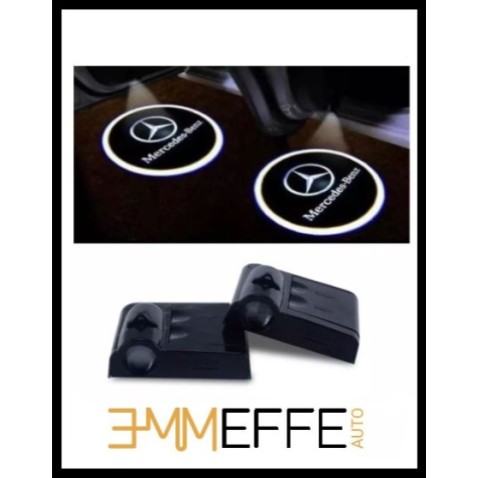 Proiettore Logo LED Mercedes Benz per Portiera con Batteria no Fori no Connessioni Plug & Play