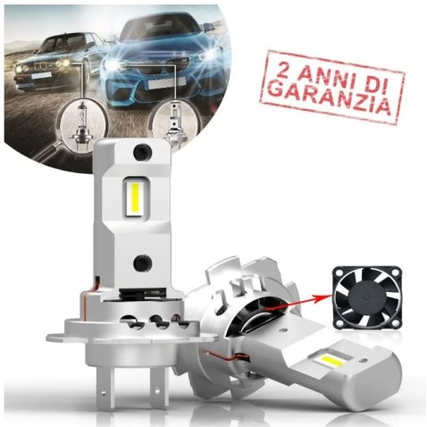 Lampade Led H7 Rotativo VENTOLA 6000K Canbus Base che Ruota Stessa Misura Originale