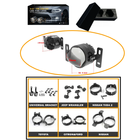 Faretti Fendinebbia 3 Pollici 8 cm 6000k Led Canbus Fog con Staffe