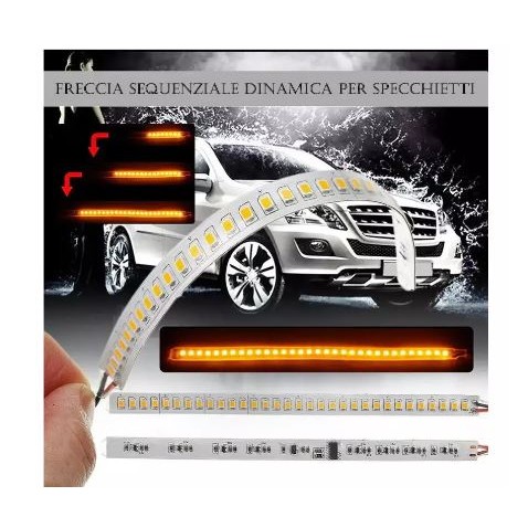 Freccia Sequenziale Specchietto Universali Mirror Light Dinamica Strip Arancione