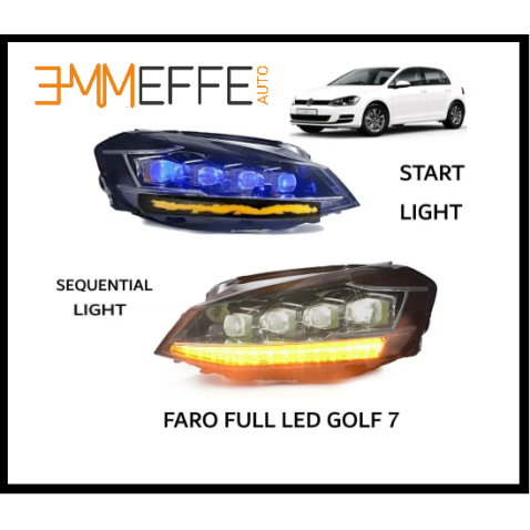 Coppia Fari FULL Led Volkswagen Golf 7 Dragon Luci di Posizione Drl Anabbaglianti Abbaglianti 4 Lenticolari