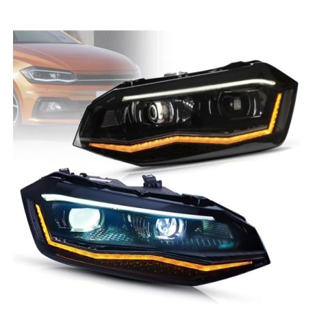 Coppia Fari FULL Led Volkswagen Polo AW1 Luci di Posizione Drl Abbaglianti Anabbaglianti Sequenziale