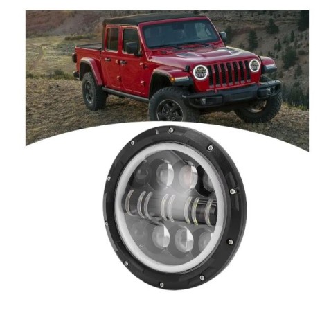 Faro Led 7- Pollici Wrangler JK Moto Harley Scooter Angel e DRL