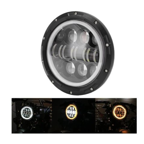 Faro Led 7- Pollici Wrangler JK Moto Harley Scooter Angel e DRL