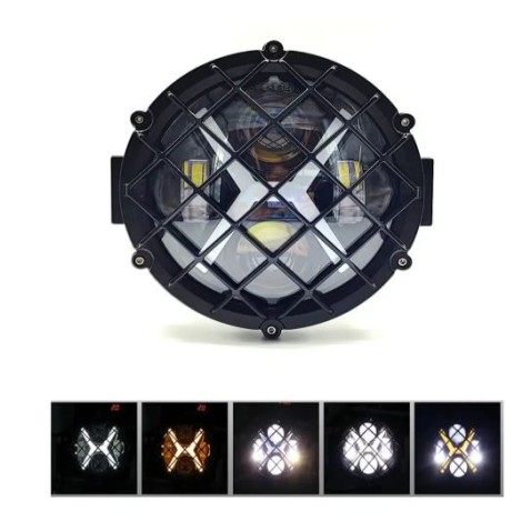Faro Led 5,75 Pollici Moto con Staffa e Gliglia Harley Scooter Angel e DRL Quad Fuoristrada