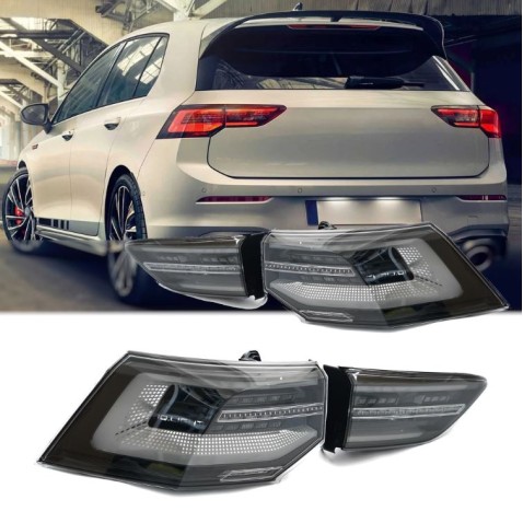 Coppia Fari Posteriori Golf 8 LED Trasparente Fumè Freccia Dinamica MATRIX Faro