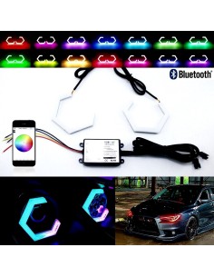 Dynamic Angel Eyes Esagonale 2 Pezzi da 90 MM Cotton Led Bluetooth Wireless App Drl Scorrevole Sequenziale BMW