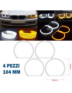 Kit Angel Eyes Led Cotton 104 mm Bianco Arancio 4 Pezzi Tagliati Diurna Indicatore di Direzione