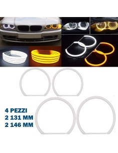 Kit Angel Eyes Led Cotton 2 x 131 mm 2 x 146 mm Bianco Arancio 4 Pezzi Tagliati Diurna Indicatore di Direzione